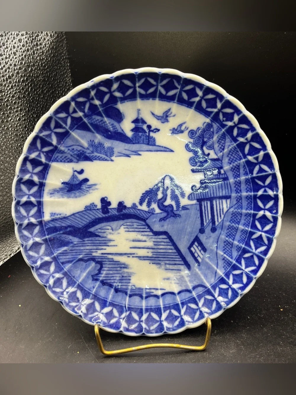 Antique Japanese Koransha Blue White Porcelain Plate 7